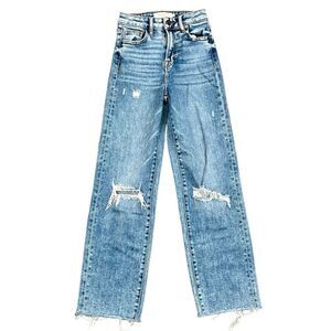 Hidden Distressed High Rise Rough Hem Jeans Size 22